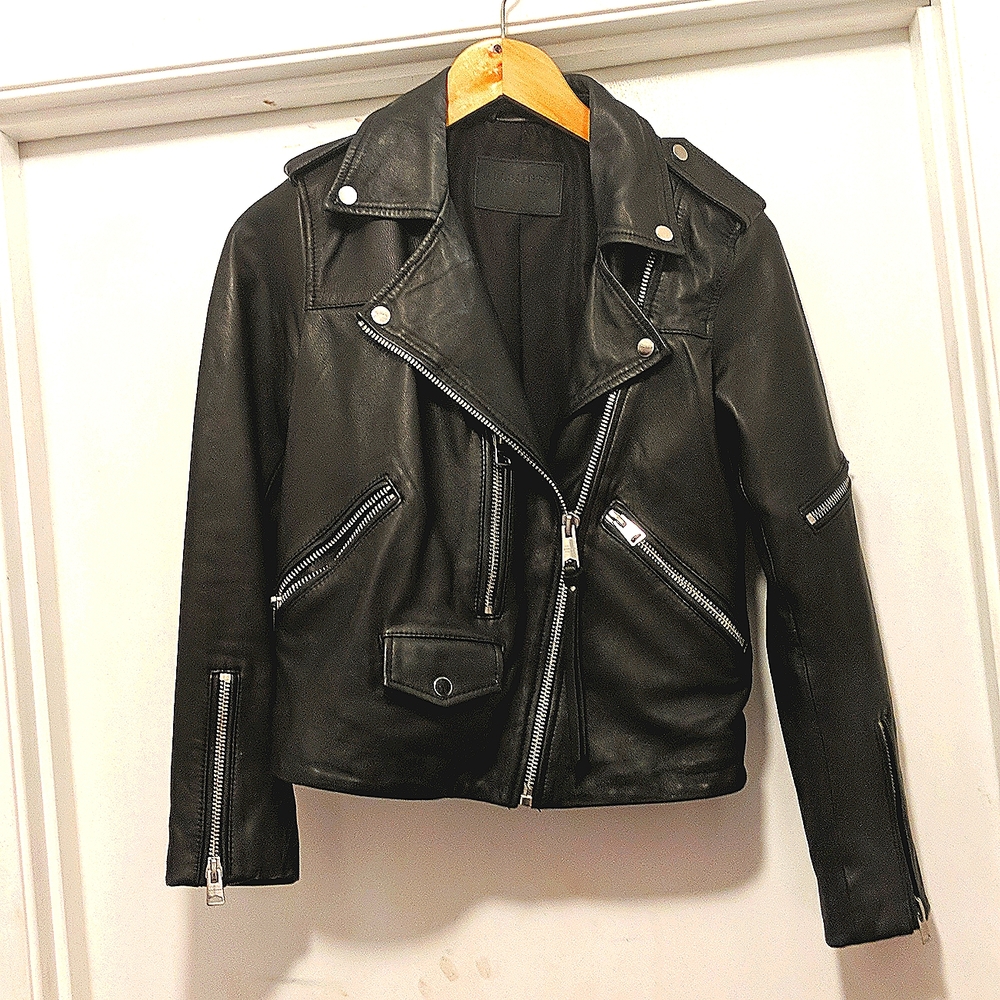 NWT All Saints Darnley Leather  Jacket size 4